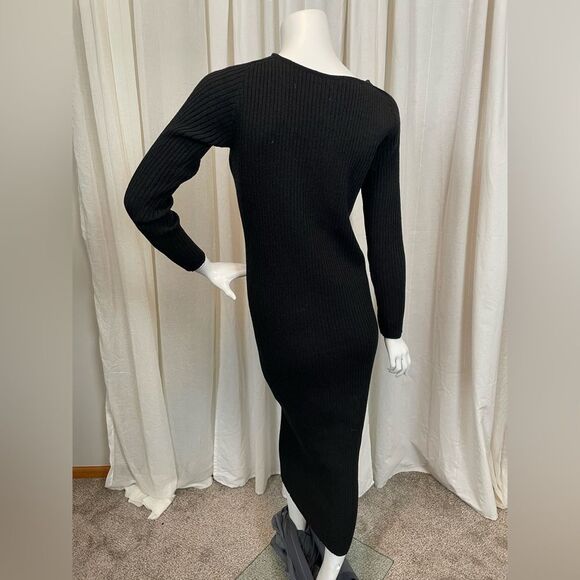 Margaret O’Leary Wool Knit Ribbed Midi Dress Size M/L - Picture 4 of 9